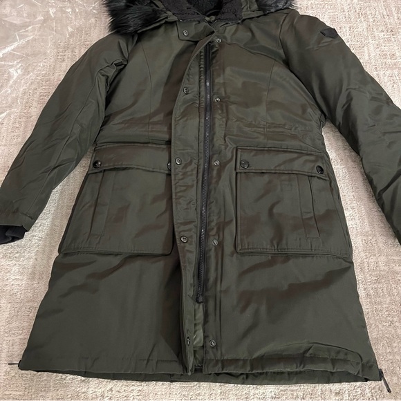 Sam Edelman faux fur olive green parka NEW - Picture 5 of 9